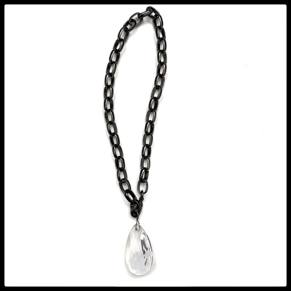 Large Crystal Teardrop Chain Necklace